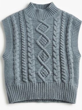 Wilfred Light Gray Cable-Knit Wool blend Sleeveless Sweater Vest